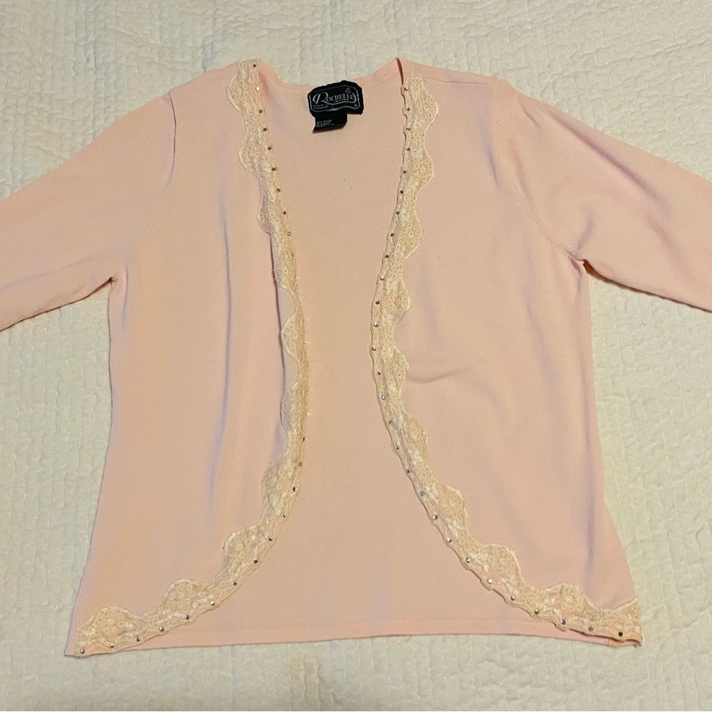 Light Pink Vintage Beaded Rochelle Cardigan